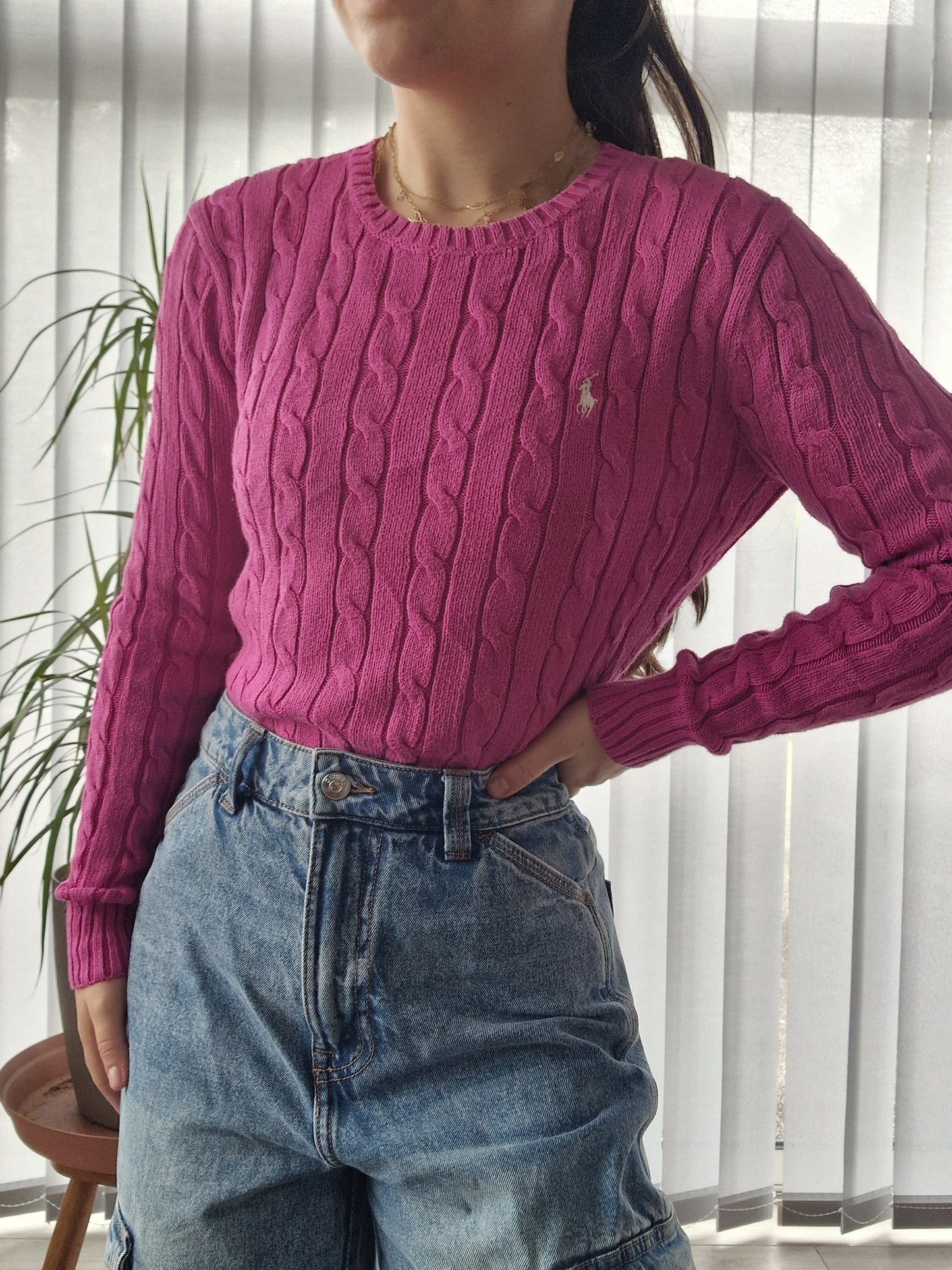 Pull torsadé rose - S/36