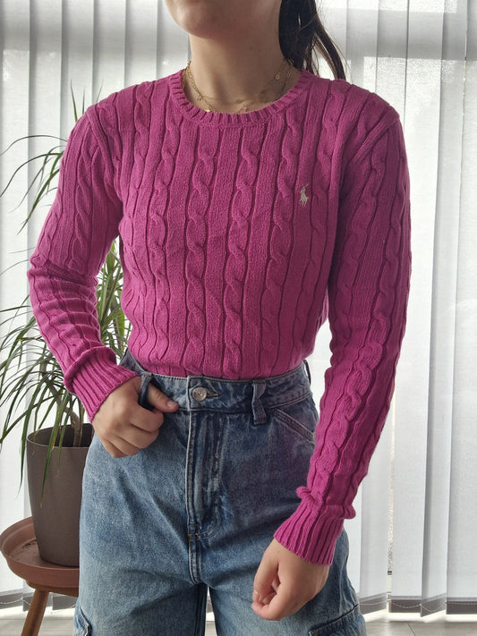 Pull torsadé rose - S/36