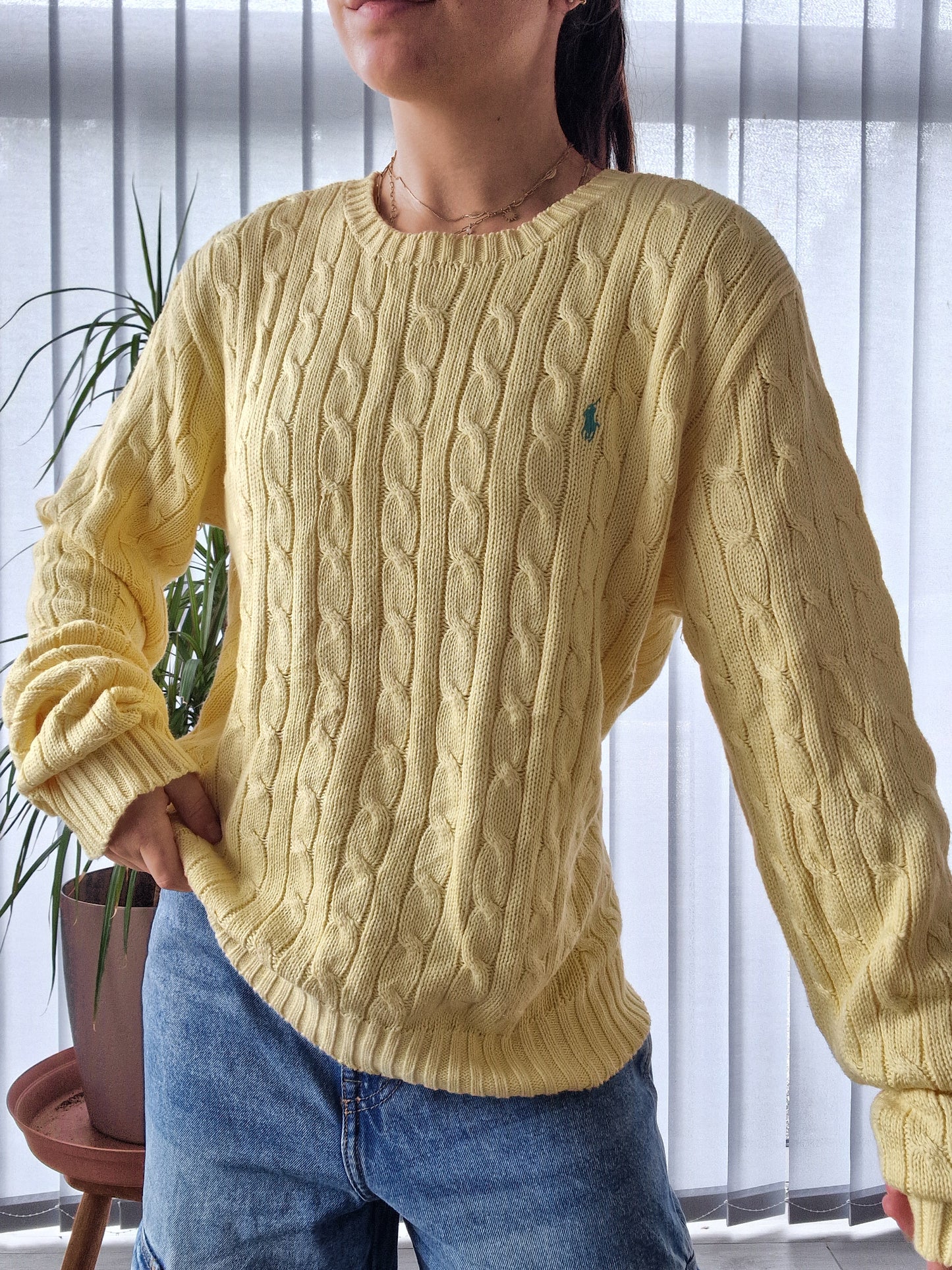 Pull torsadé jaune - XL/42