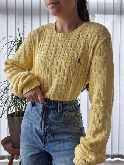 Pull torsadé jaune - XL/42