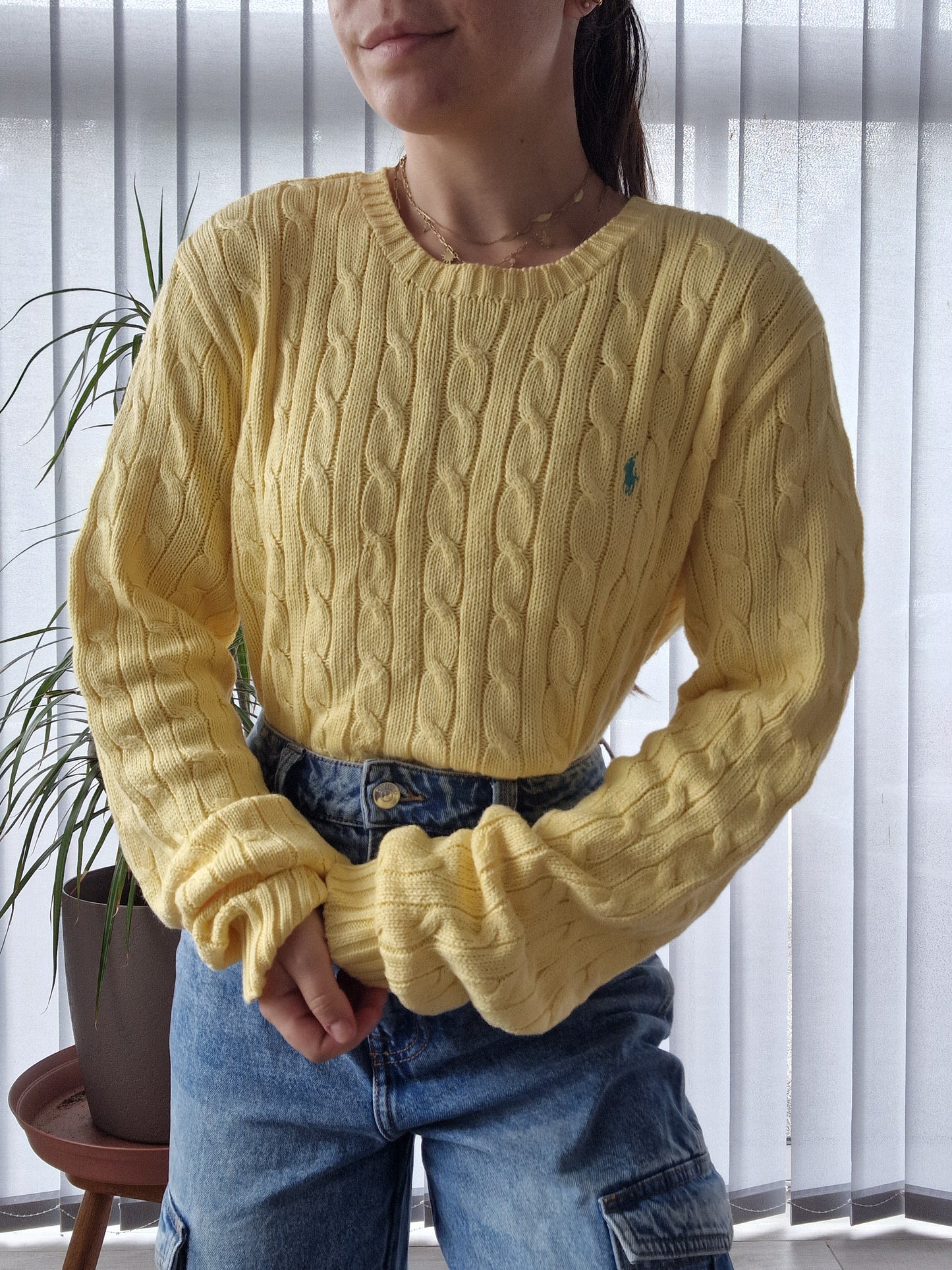 Pull torsadé jaune - XL/42