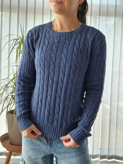 Pull en maille torsadée bleu Ralph Lauren - XS/S