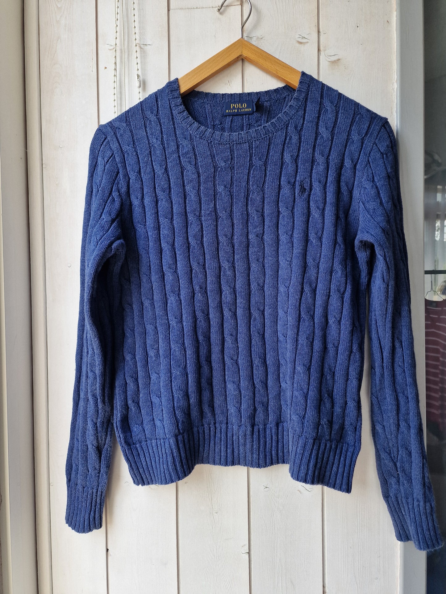 Pull en maille torsadée bleu Ralph Lauren - XS/S