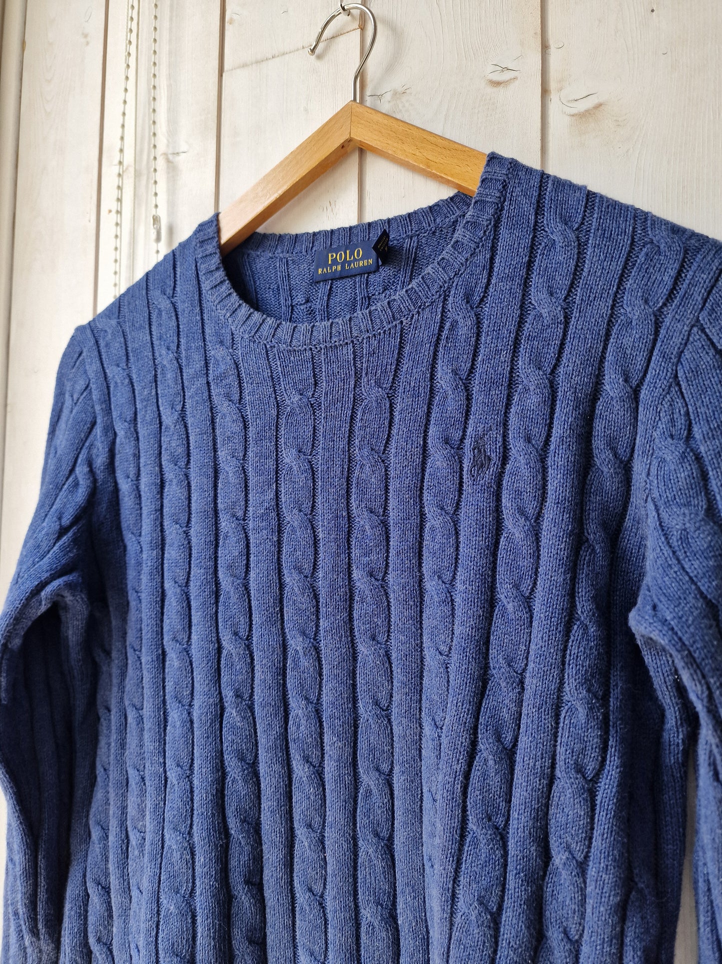 Pull en maille torsadée bleu Ralph Lauren - XS/S