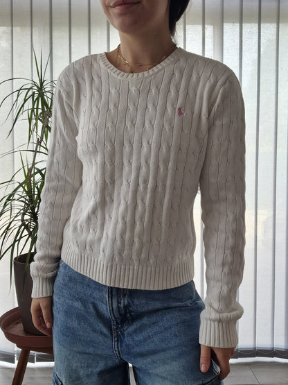 Pull en maille torsadée crème - XS/34