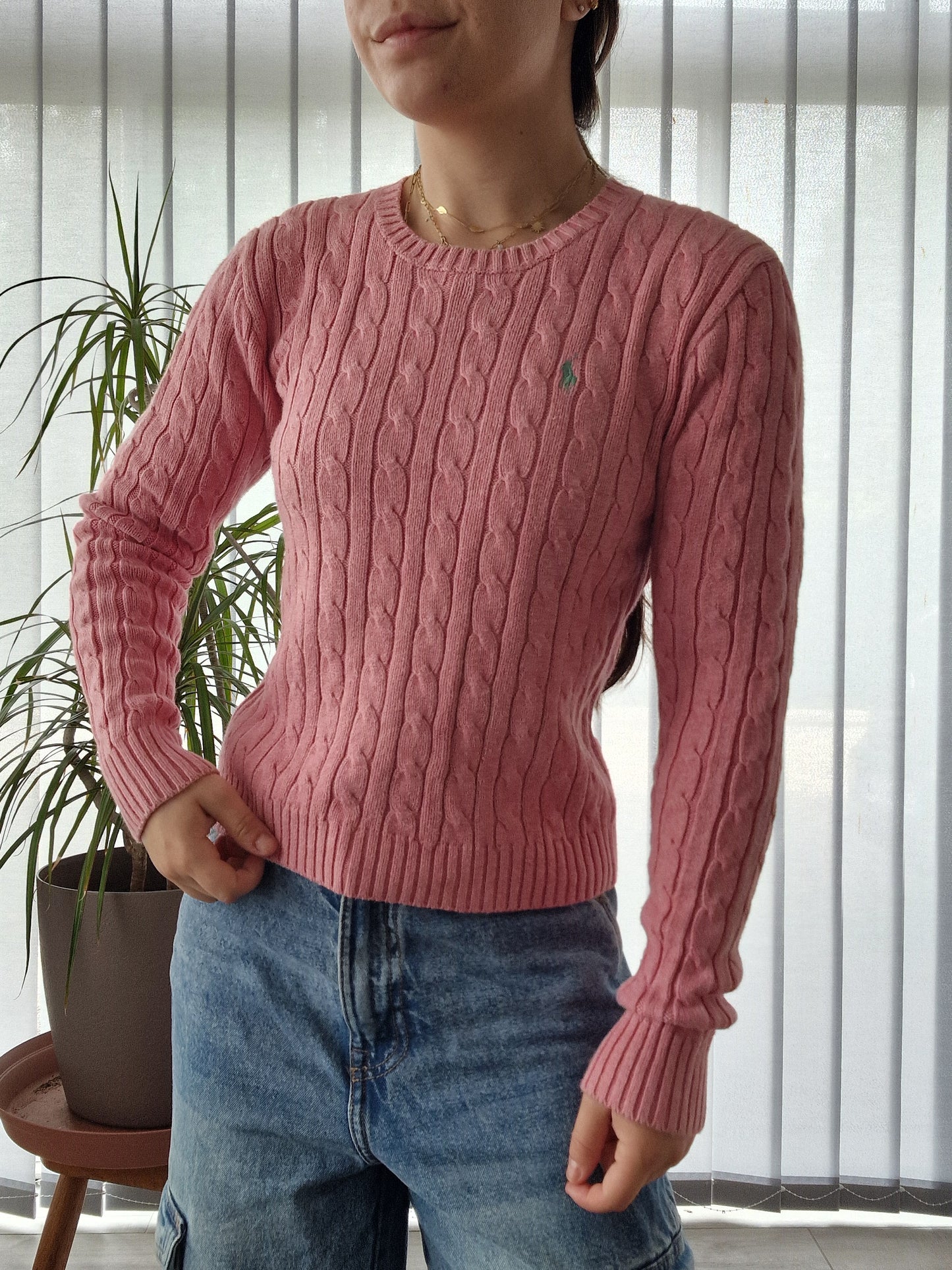 Pull torsadé rose clair - XS/34