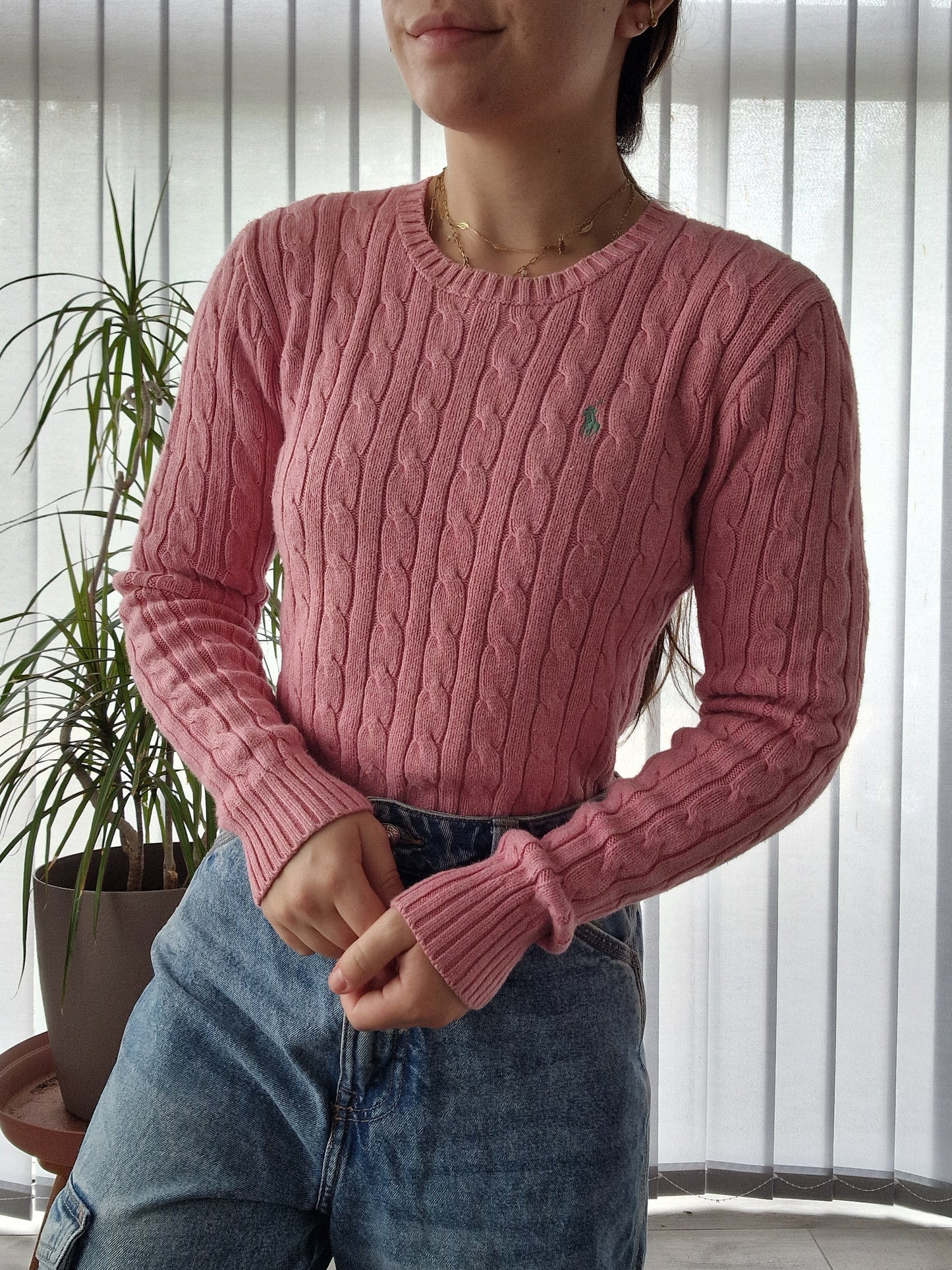 Pull torsadé rose clair - XS/34