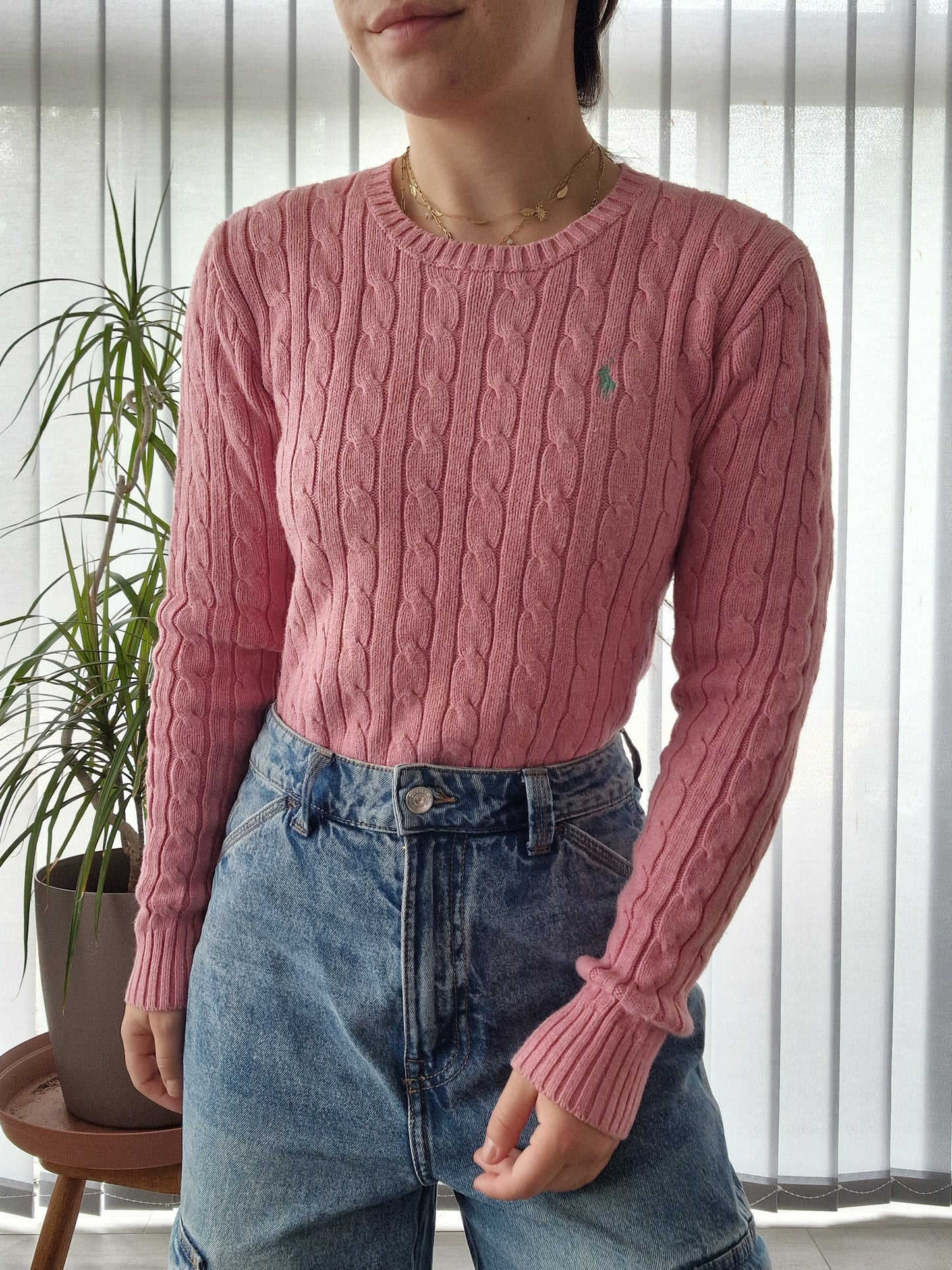 Pull torsadé rose clair - XS/34