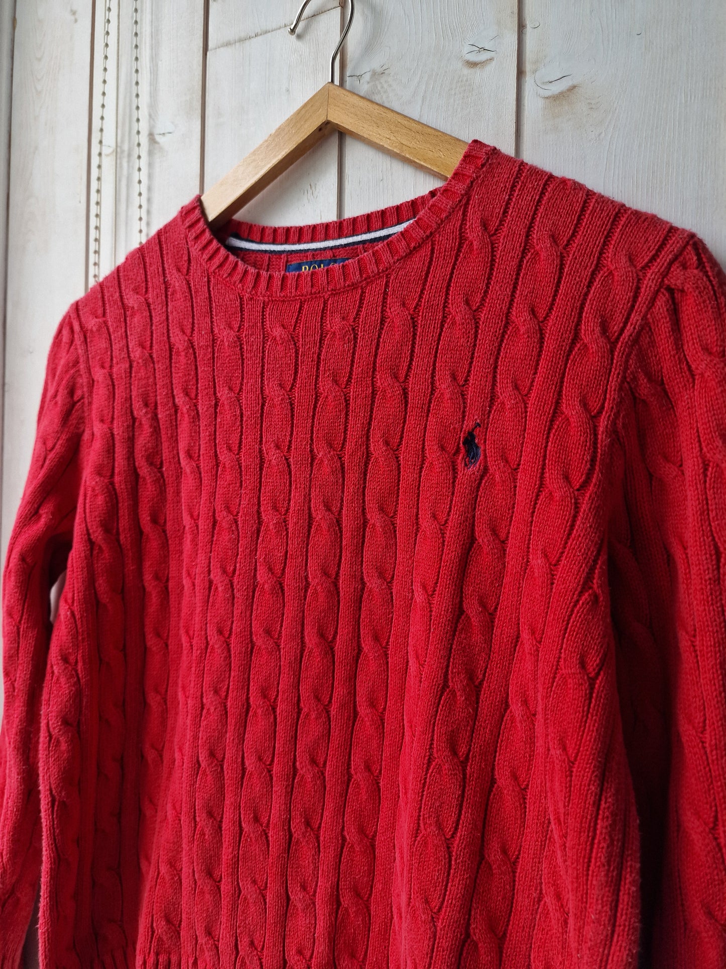 Pull en maille torsadée rouge - XS/S