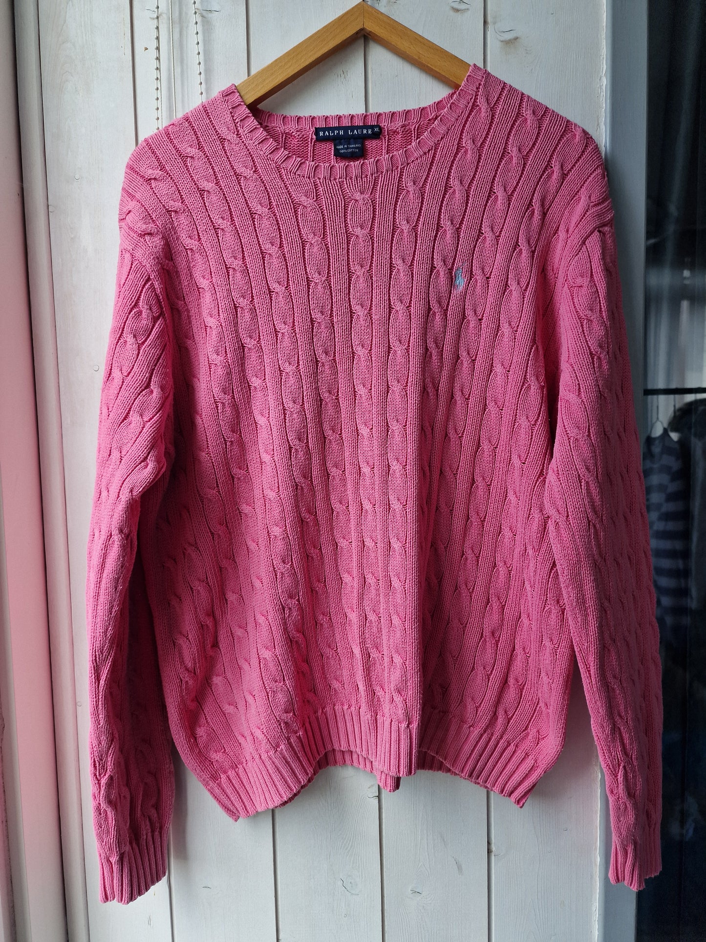 Pull en maille torsadée rose - XL/42