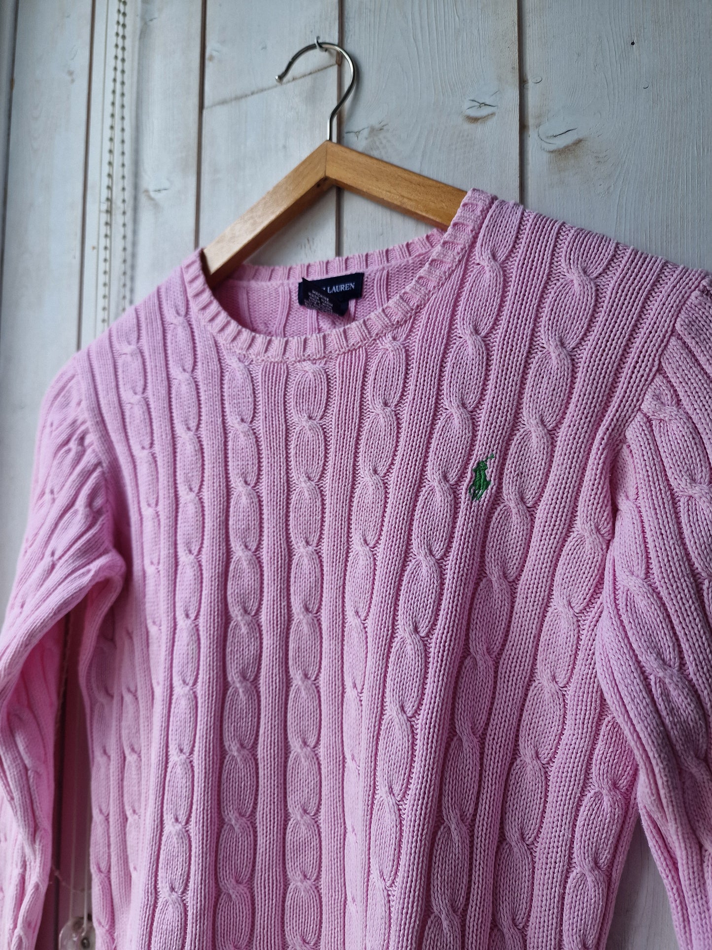 Pull en maille torsadée rose - XS/34