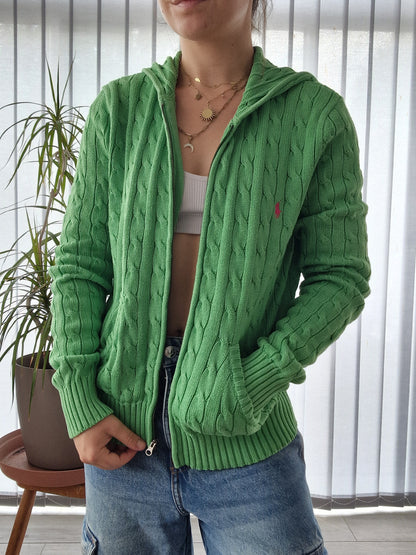 Veste en maille torsadée vert - S/M