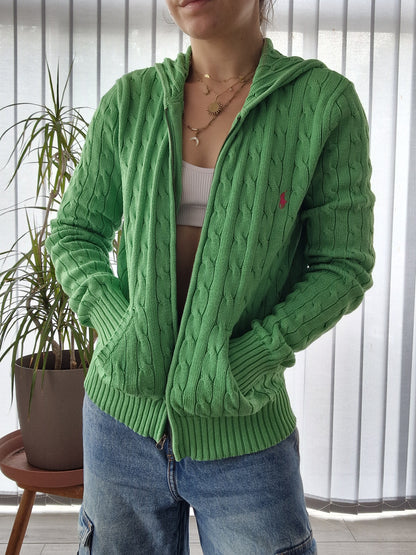 Veste en maille torsadée vert - S/M