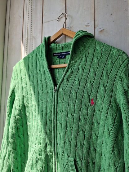 Veste en maille torsadée vert - S/M