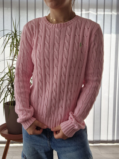 Pull en maille torsadée rose - S/36