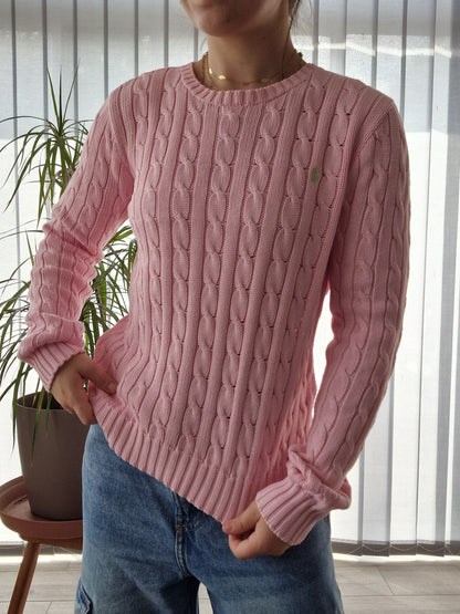 Pull en maille torsadée rose - S/36