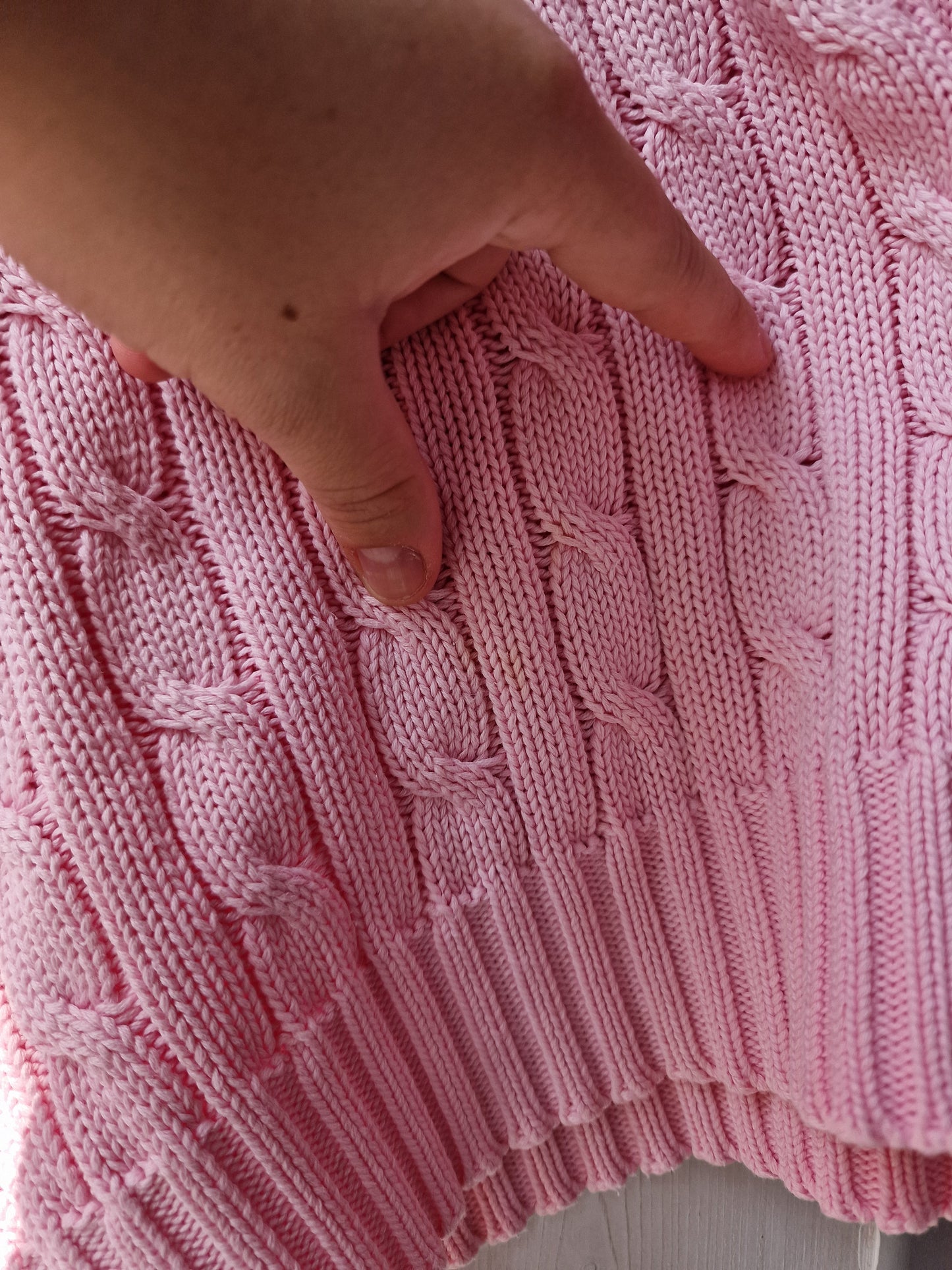 Pull en maille torsadée rose - S/36