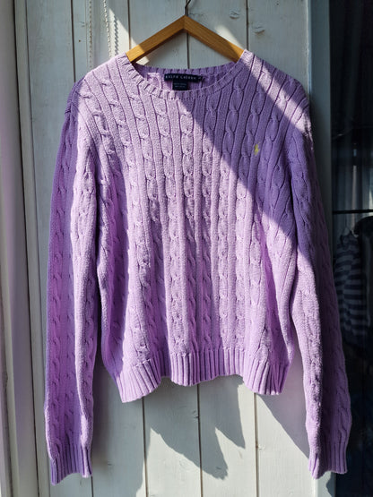 Pull en maille torsadée lila - XL/42