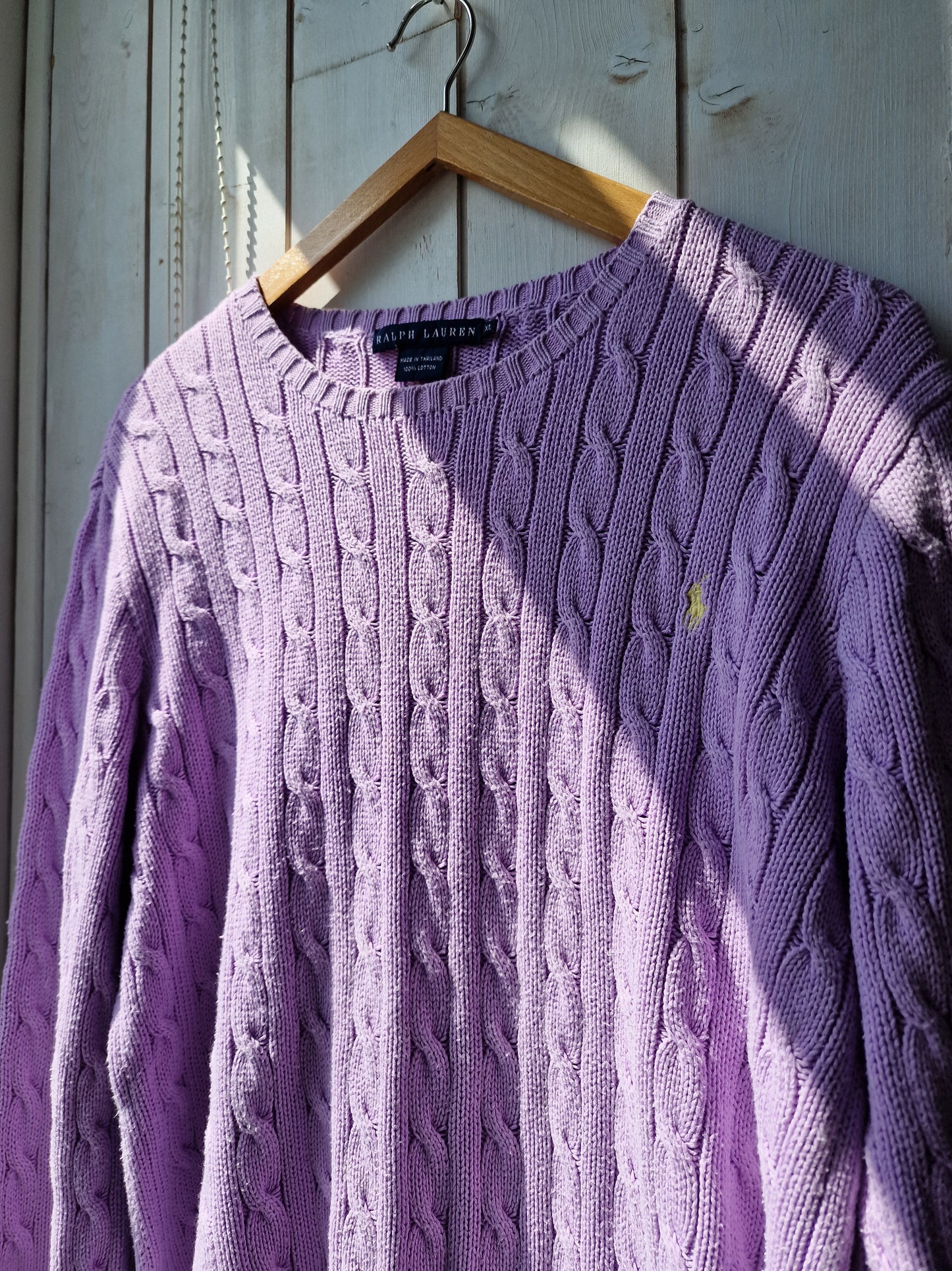 Pull en maille torsadée lila - XL/42