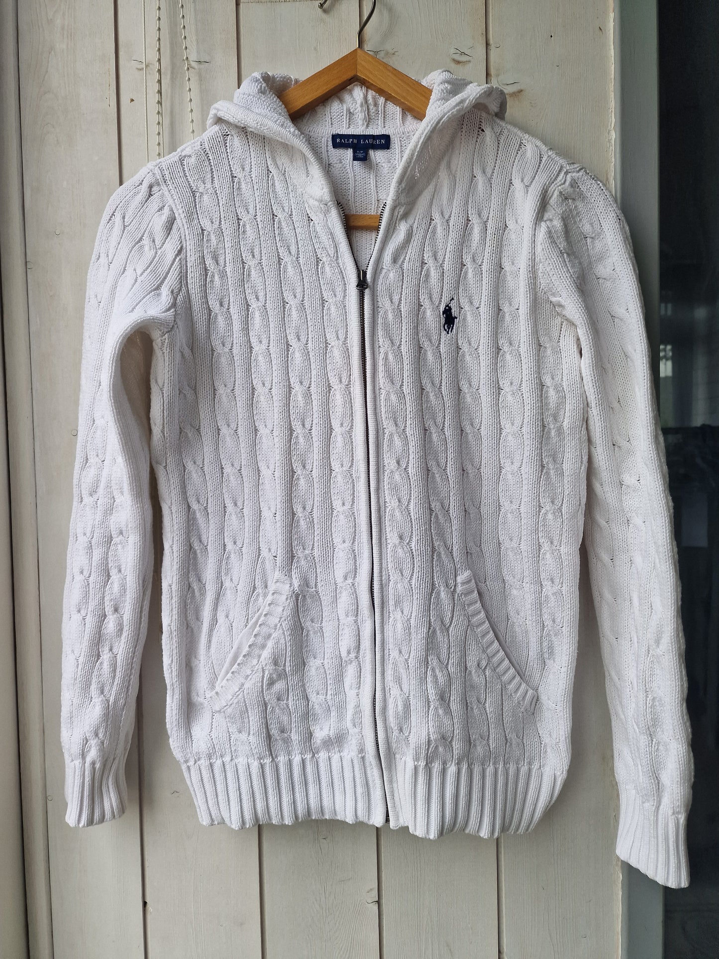 Veste blanche en maille torsadée  - S/36