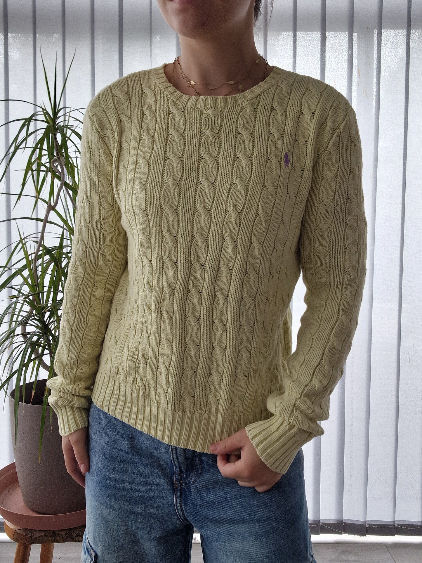 Pull torsadé jaune pâle - S/36