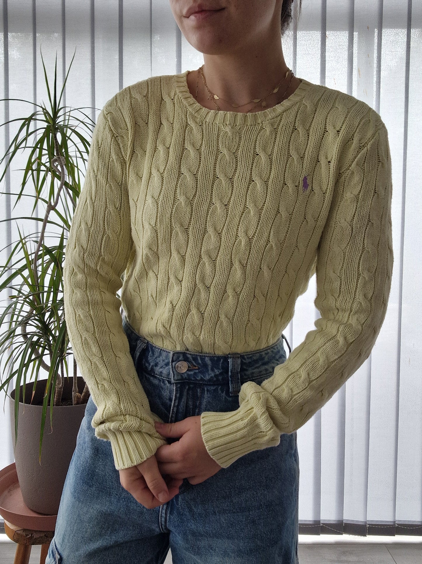 Pull torsadé jaune pâle - S/36