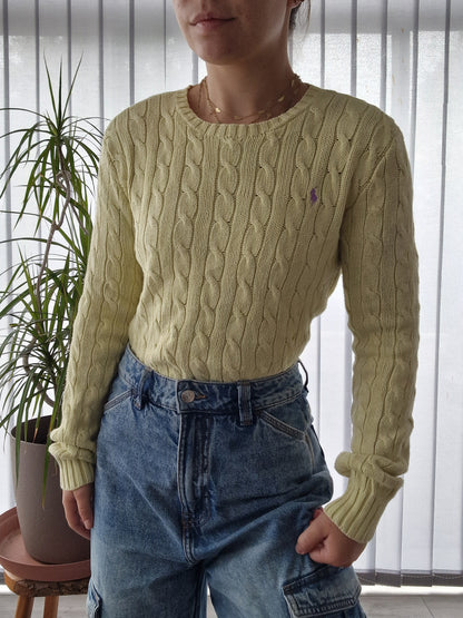 Pull torsadé jaune pâle - S/36