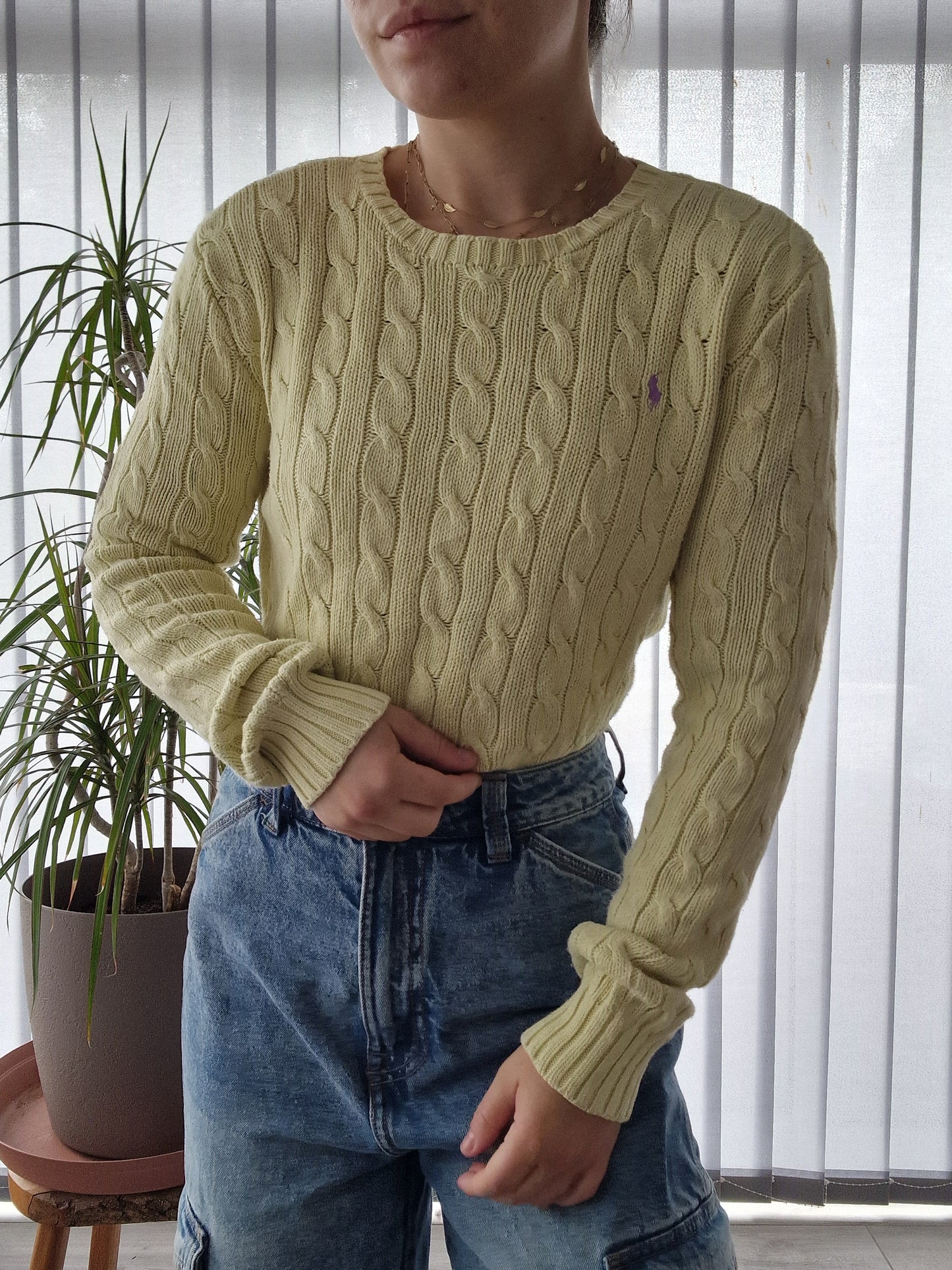 Pull torsadé jaune pâle - S/36