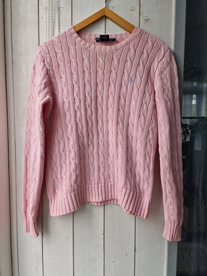 Pull en maille torsadée rose - S/M