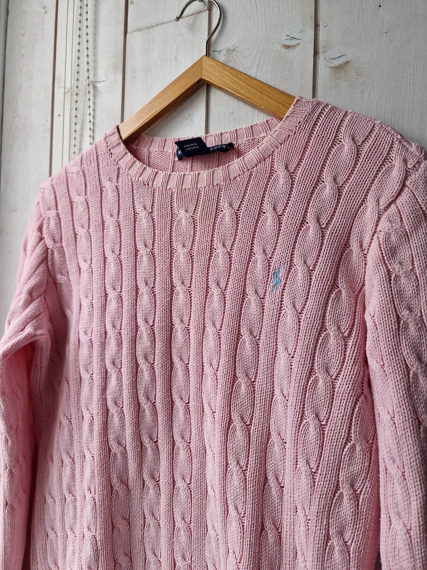 Pull en maille torsadée rose - S/M