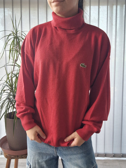 Pull col roulé rouge des années 80' - M/L