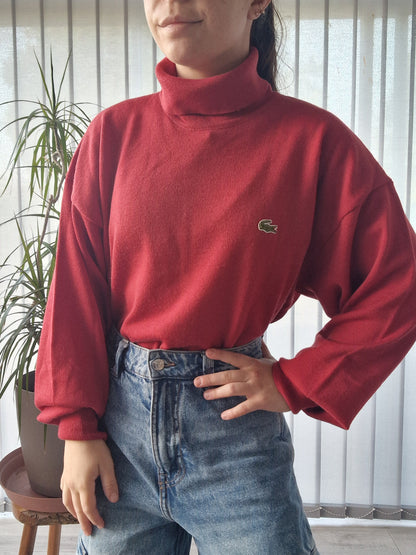 Pull col roulé rouge des années 80' - M/L