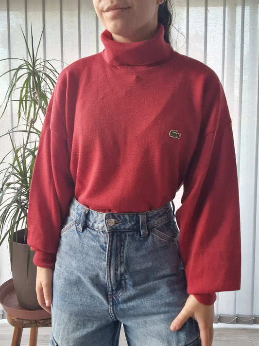 Pull col roulé rouge des années 80' - M/L