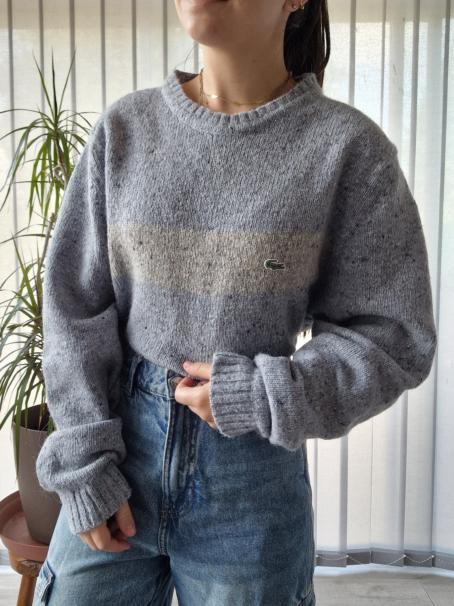 Pull en maille épaisse bleu des années 90' - XL/42