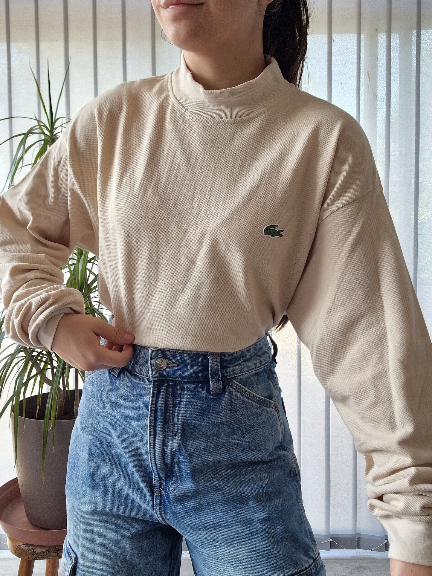 Pull col cheminée crème des années 80' - XL/42