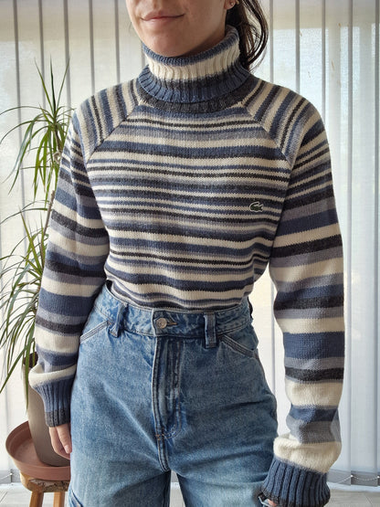 Pull col roulé à rayures des années 90' - M/38