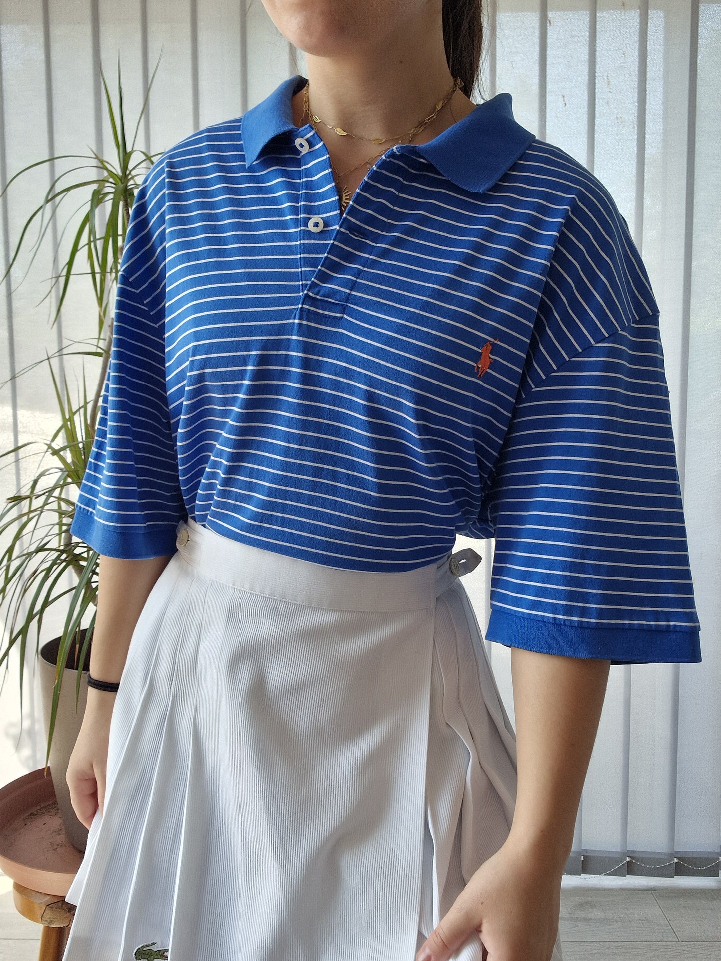 Polo MIXTE bleu à rayures Ralph Lauren - XL/42