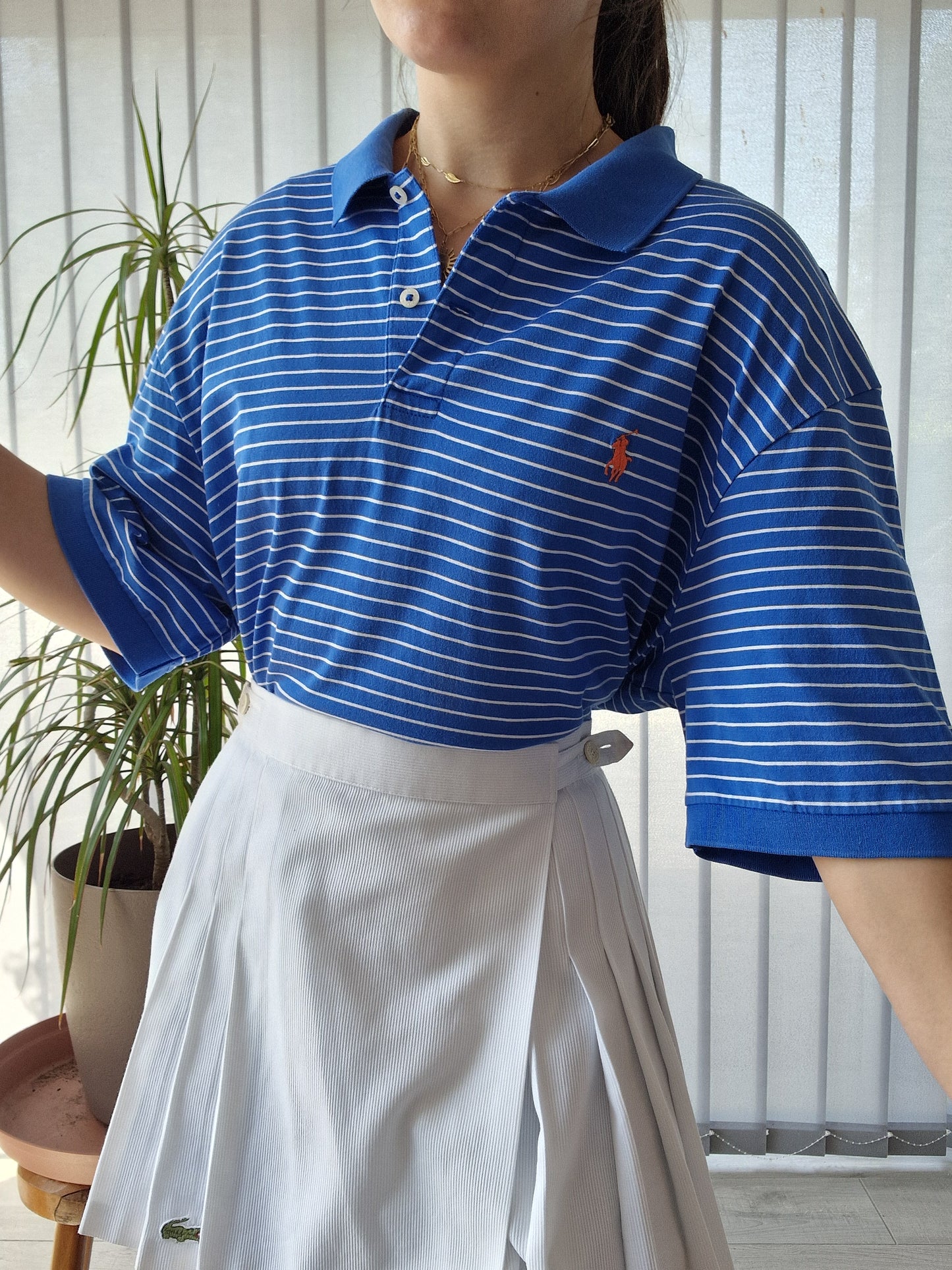 Polo MIXTE bleu à rayures Ralph Lauren - XL/42