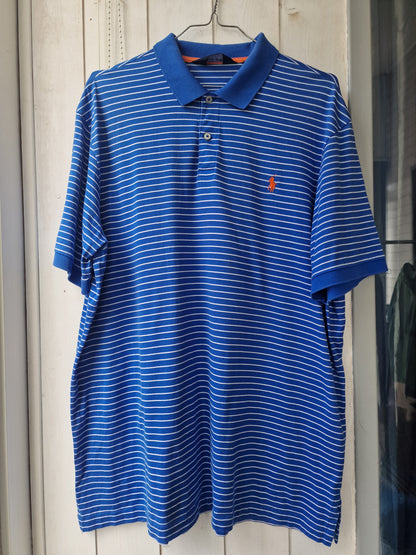 Polo MIXTE bleu à rayures Ralph Lauren - XL/42