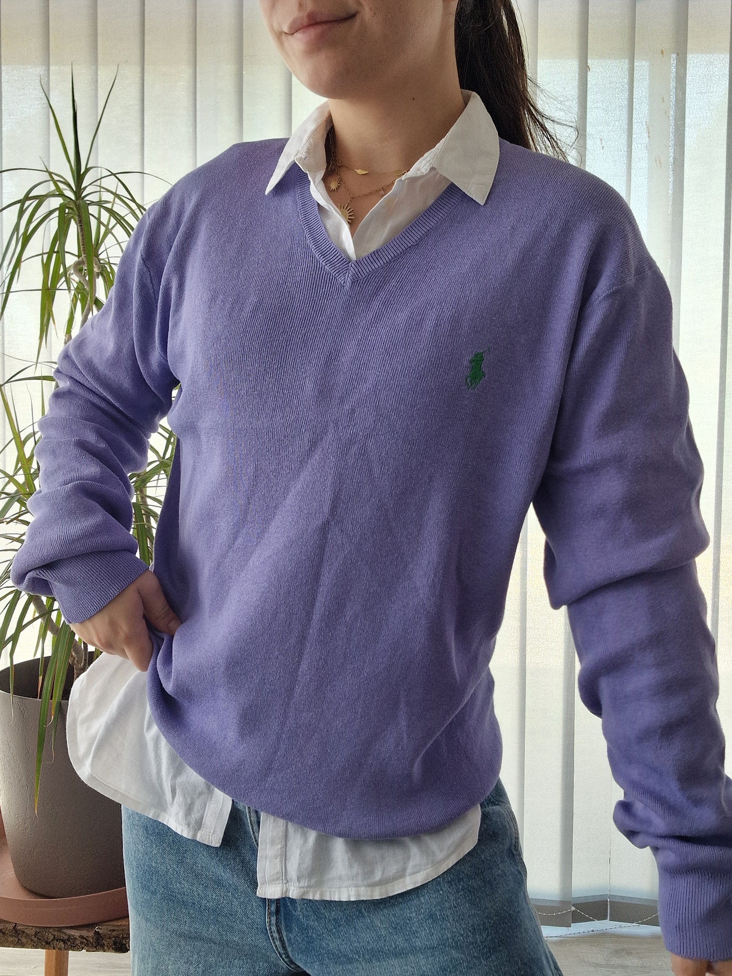 Pull en maille fine violet - S/M