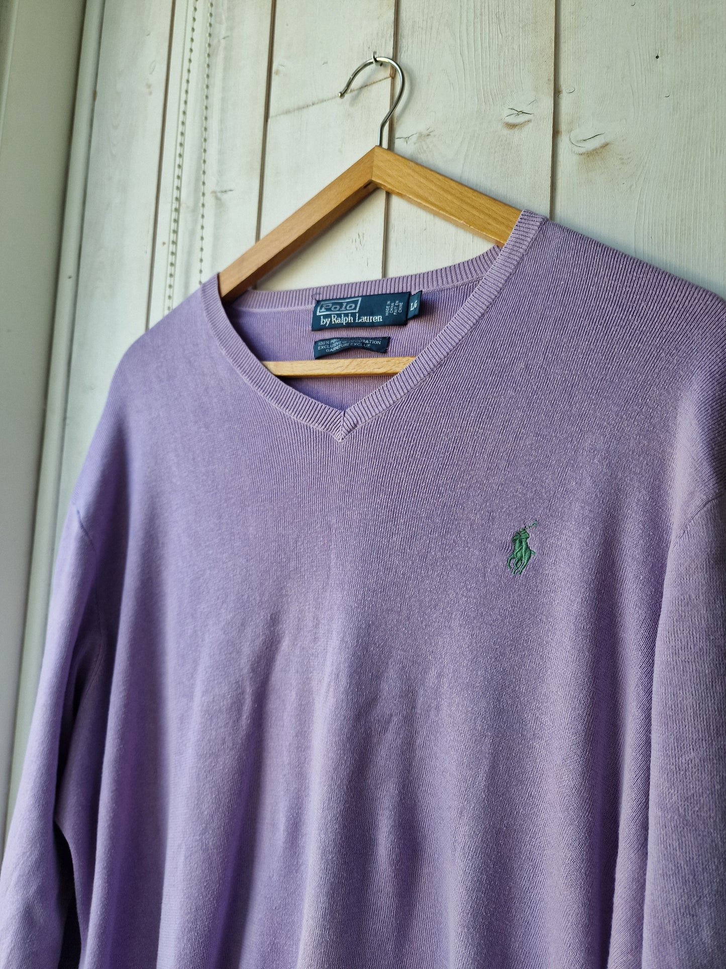 Pull col V lila - L/XL