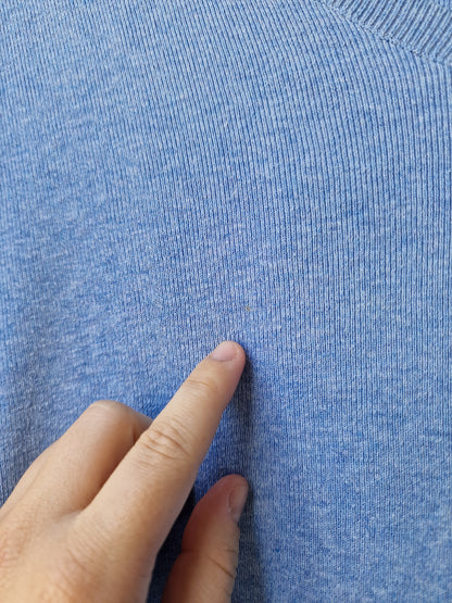 Pull col V en maille fine bleu ciel - XXL/44