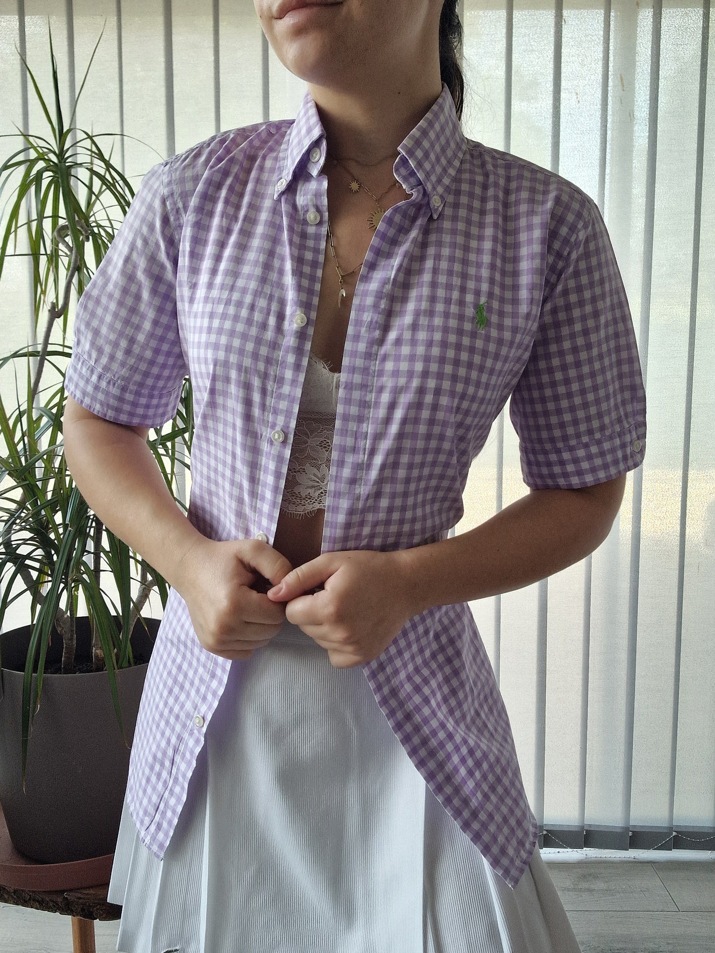 Chemise vichy violet Ralph Lauren - XS/S