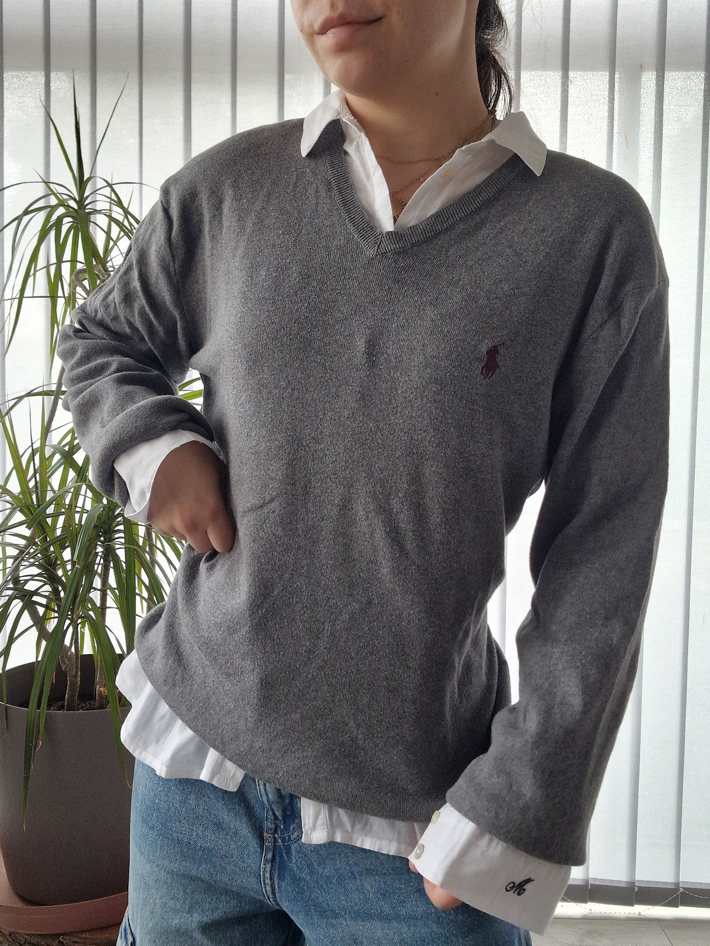 Pull col V gris - M/38