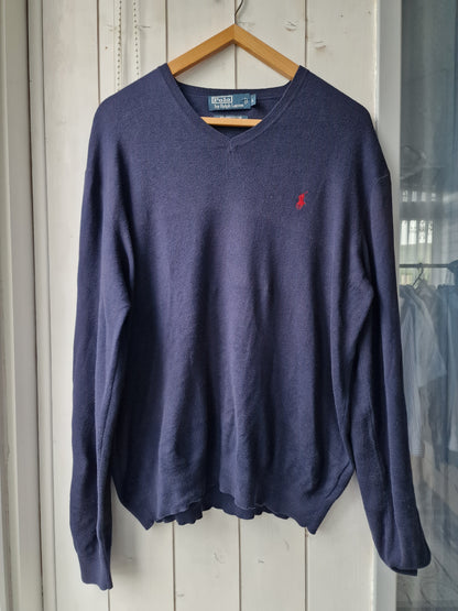 Pull col V bleu marine - L/40