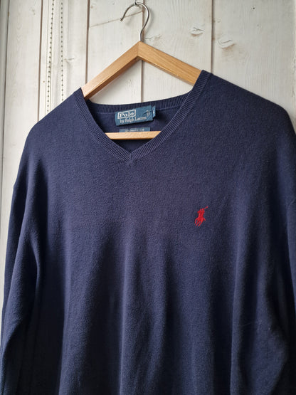 Pull col V bleu marine - L/40