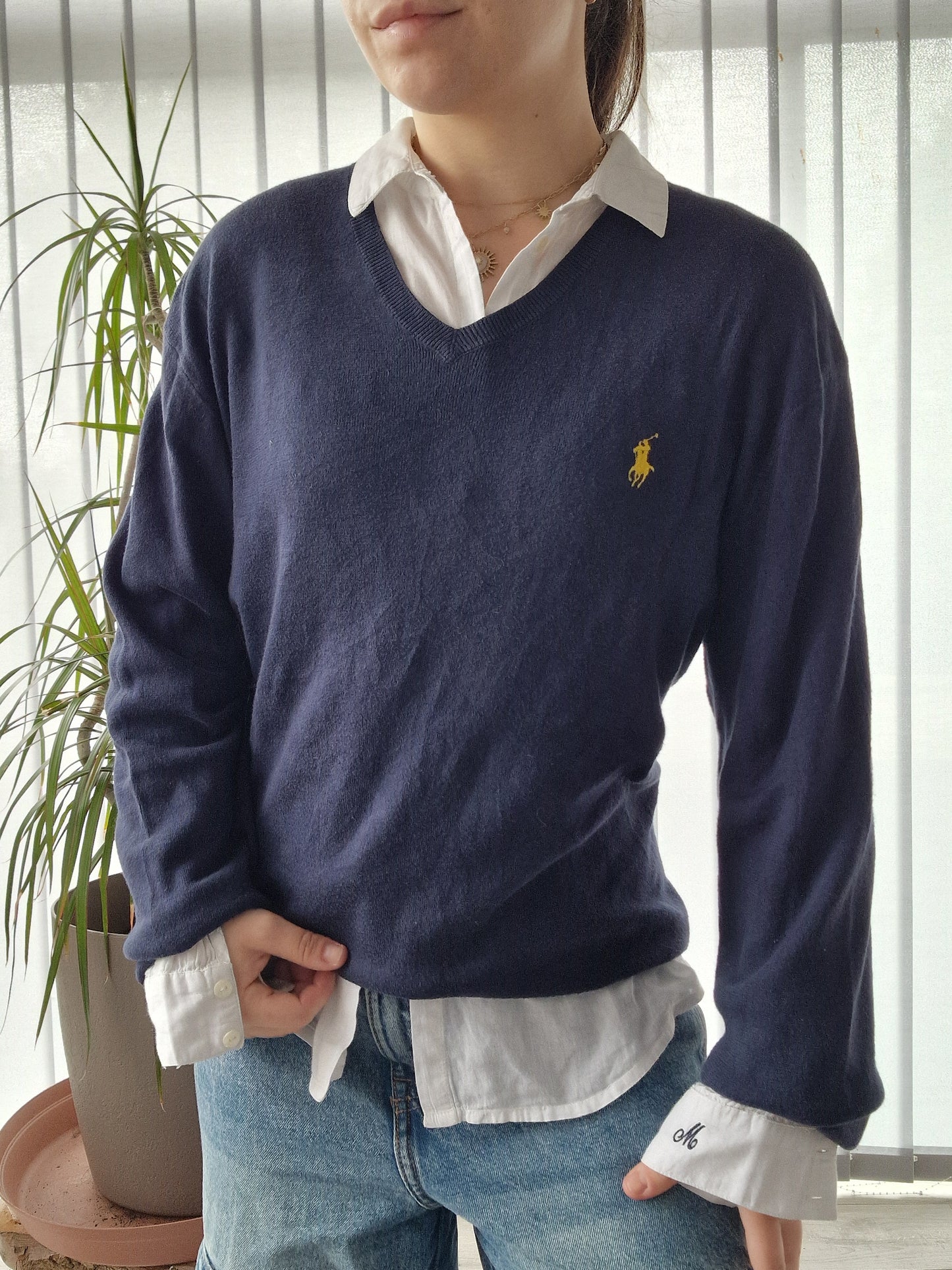 Pull col V bleu marine - M/38