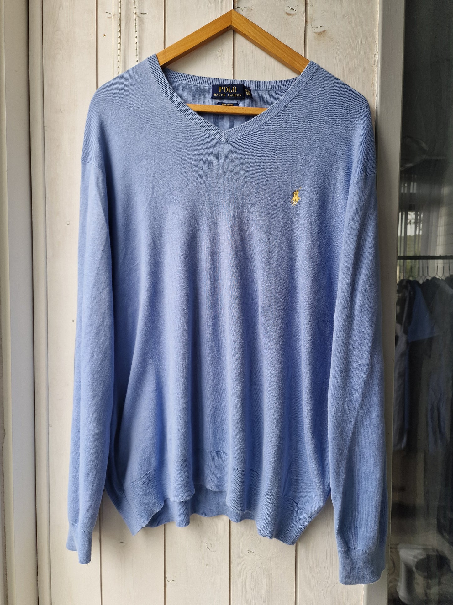 Pull col V bleu ciel - XL/42