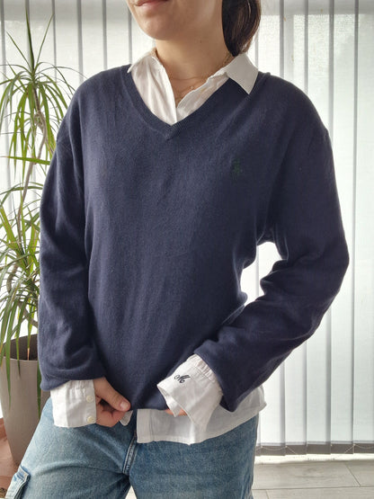 Pull col V bleu marine - M/38