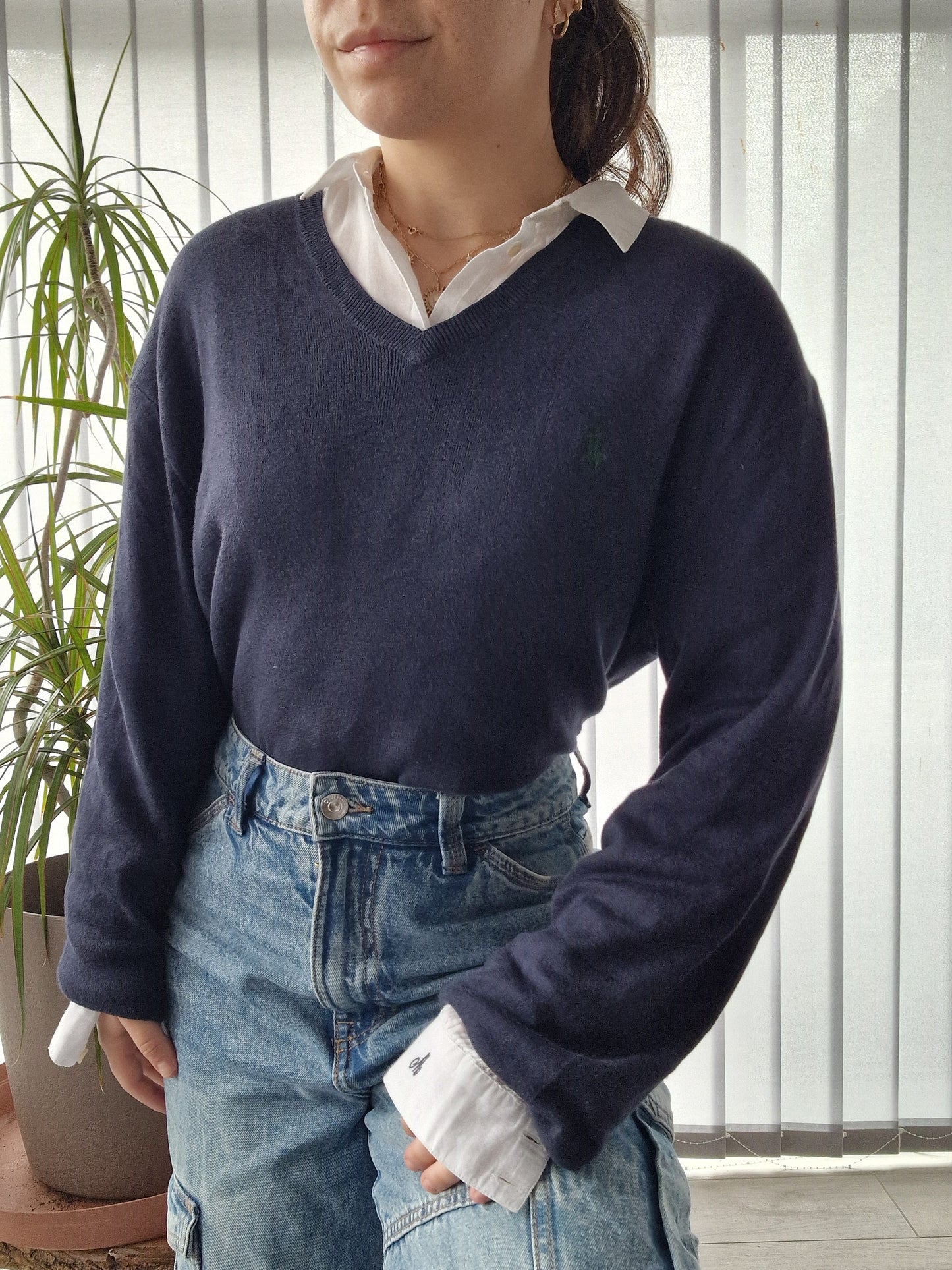 Pull col V bleu marine - M/38